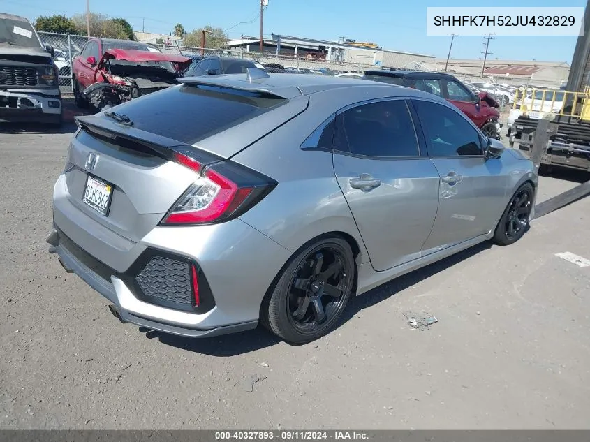 2018 Honda Civic Ex VIN: SHHFK7H52JU432829 Lot: 40327893