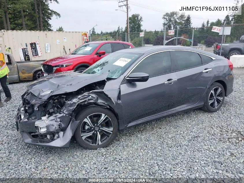 2018 Honda Civic Touring VIN: JHMFC1F96JX011105 Lot: 40332565