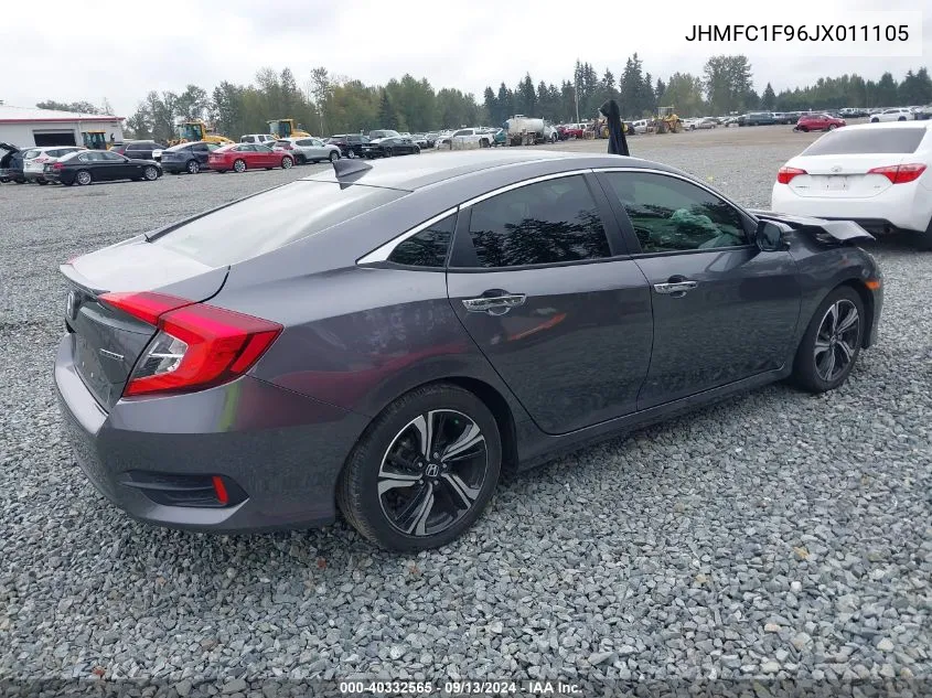 2018 Honda Civic Touring VIN: JHMFC1F96JX011105 Lot: 40332565