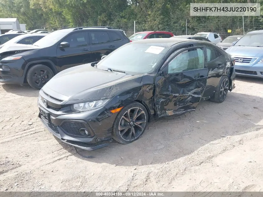 2018 Honda Civic Sport VIN: SHHFK7H43JU220190 Lot: 40334159