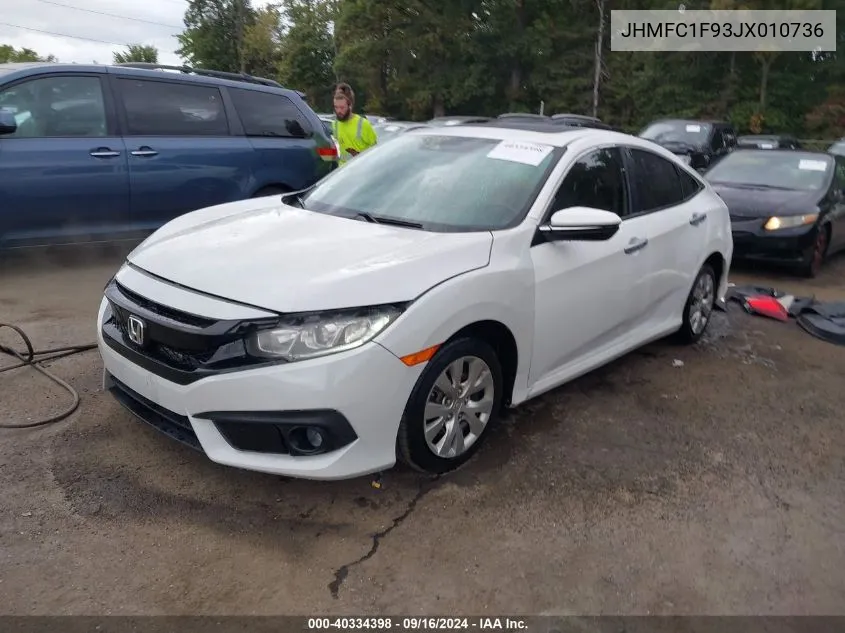 2018 Honda Civic Touring VIN: JHMFC1F93JX010736 Lot: 40334398