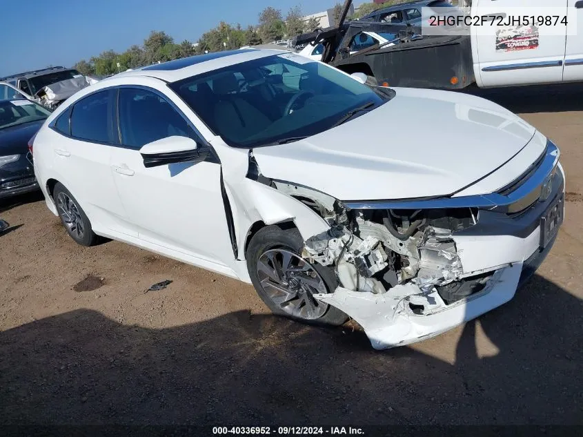 2018 Honda Civic Ex VIN: 2HGFC2F72JH519874 Lot: 40336952