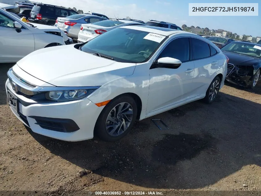 2018 Honda Civic Ex VIN: 2HGFC2F72JH519874 Lot: 40336952