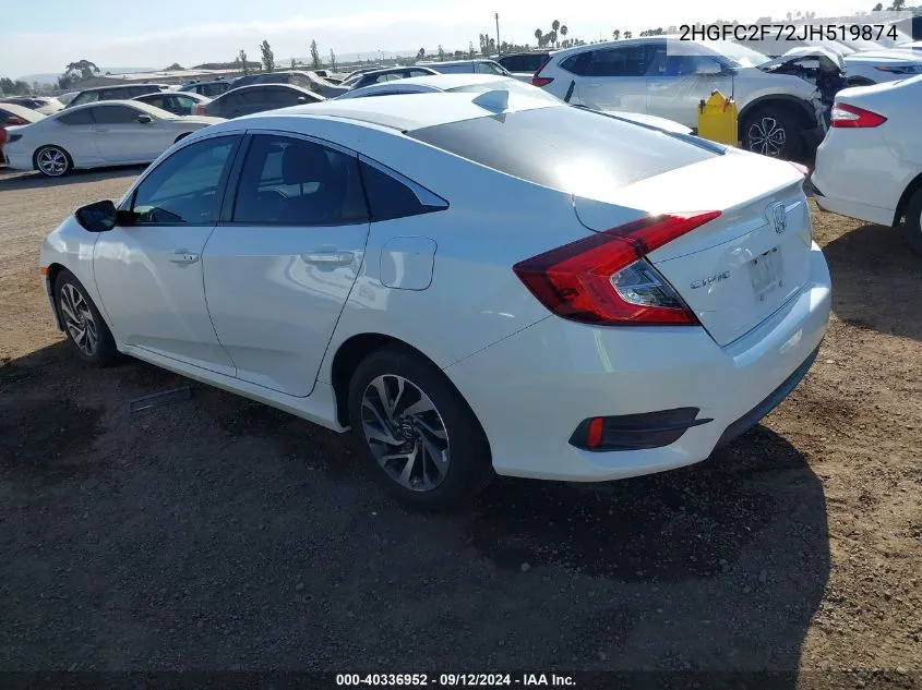 2018 Honda Civic Ex VIN: 2HGFC2F72JH519874 Lot: 40336952