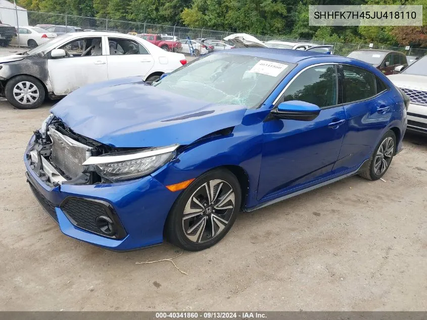 2018 Honda Civic Sport VIN: SHHFK7H45JU418110 Lot: 40341860