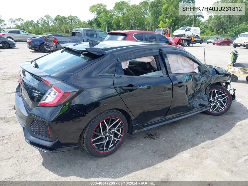 2018 Honda Civic Sport VIN: SHHFK7H40JU231812 Lot: 40347209