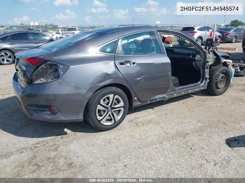 2018 Honda Civic Lx VIN: 2HGFC2F51JH545574 Lot: 40353259