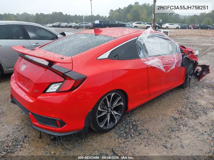 2HGFC3A55JH758251 2018 Honda Civic Si