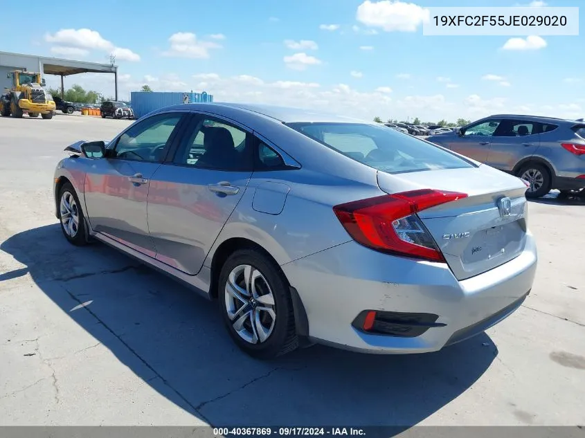 2018 Honda Civic Lx VIN: 19XFC2F55JE029020 Lot: 40367869