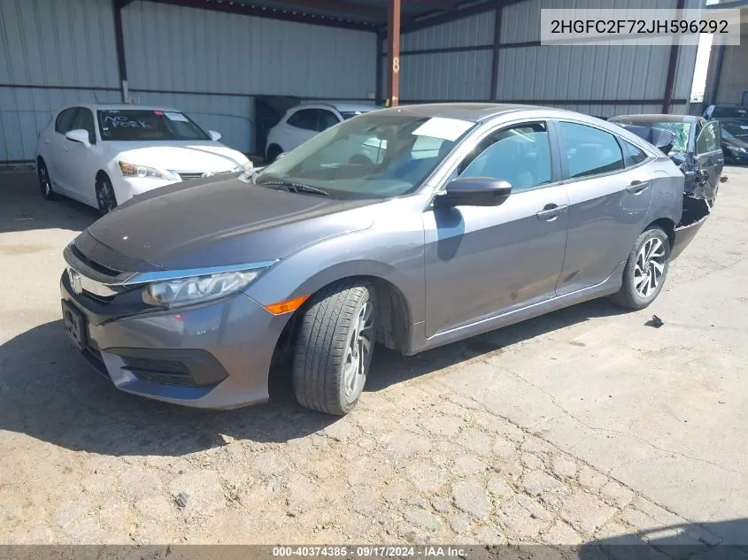 2018 Honda Civic Ex VIN: 2HGFC2F72JH596292 Lot: 40374385