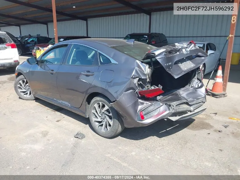 2018 Honda Civic Ex VIN: 2HGFC2F72JH596292 Lot: 40374385