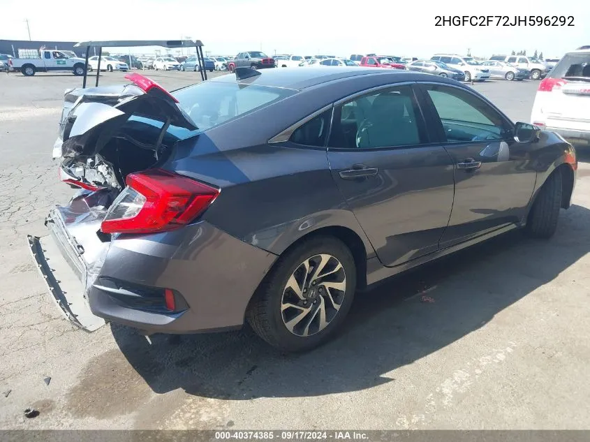 2018 Honda Civic Ex VIN: 2HGFC2F72JH596292 Lot: 40374385