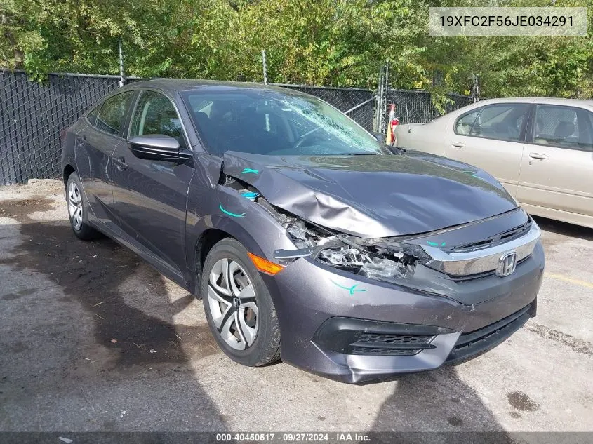 2018 Honda Civic Lx VIN: 19XFC2F56JE034291 Lot: 40450517