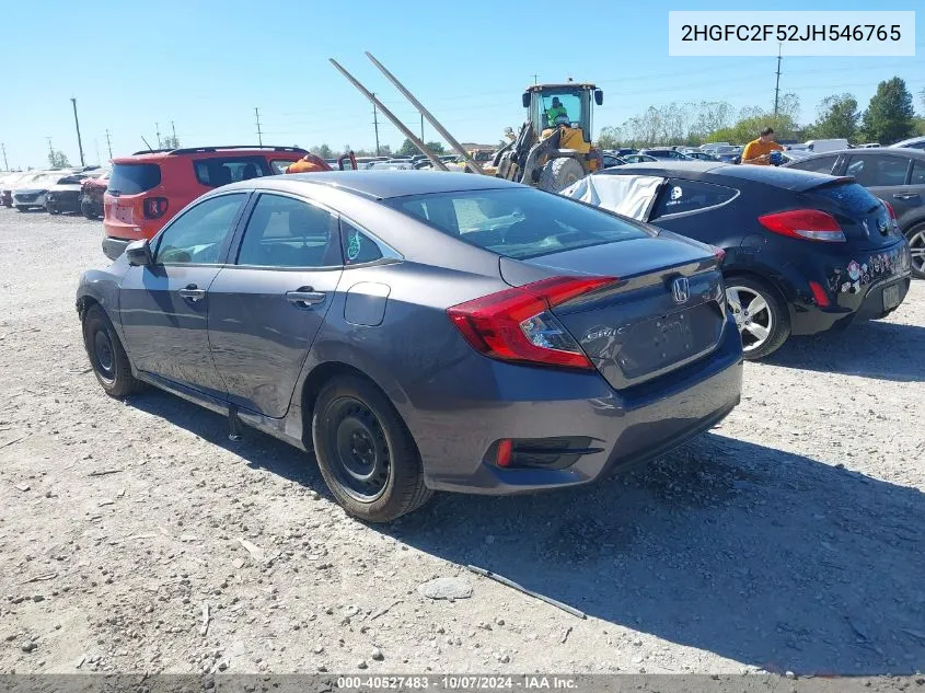 2HGFC2F52JH546765 2018 Honda Civic Lx