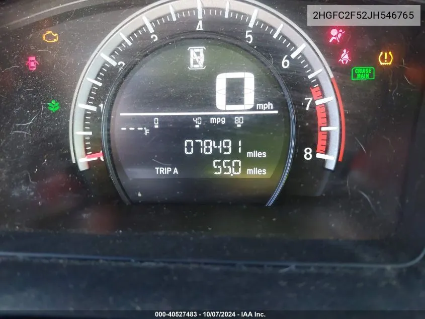 2HGFC2F52JH546765 2018 Honda Civic Lx