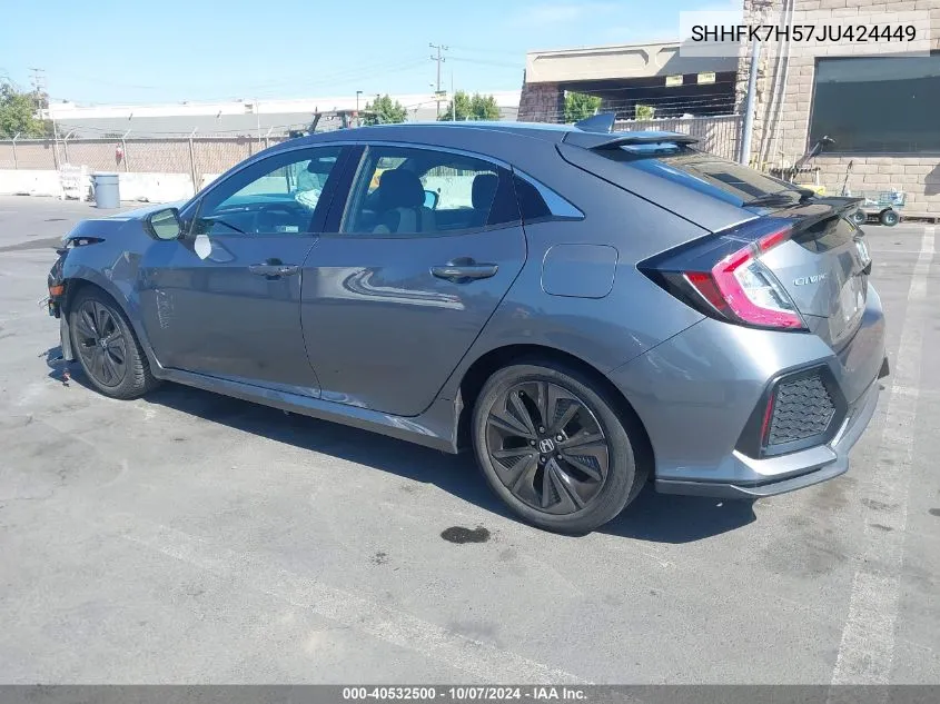 2018 Honda Civic Ex VIN: SHHFK7H57JU424449 Lot: 40532500