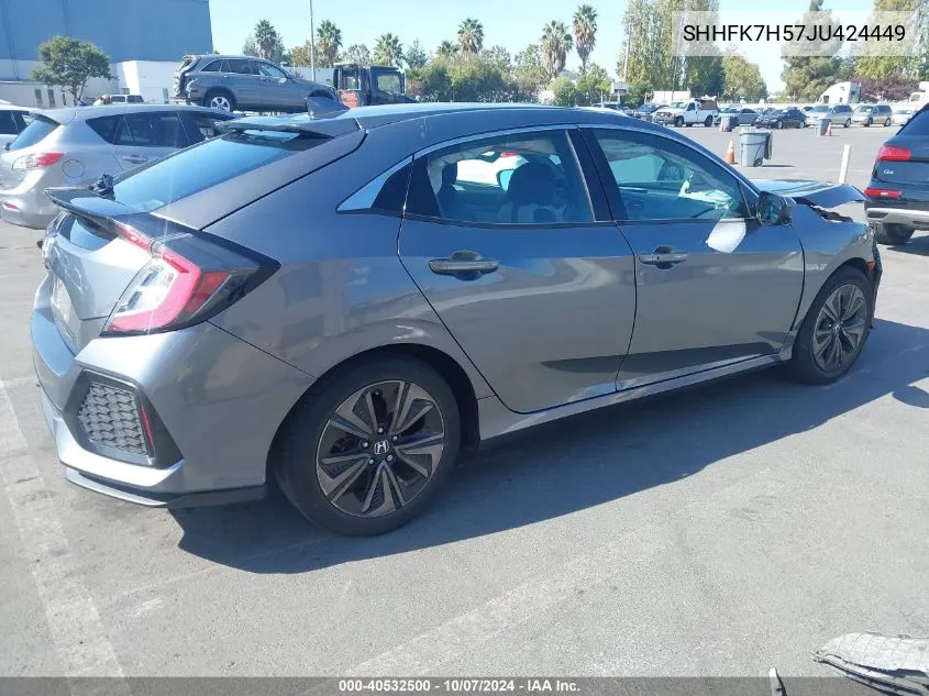 2018 Honda Civic Ex VIN: SHHFK7H57JU424449 Lot: 40532500