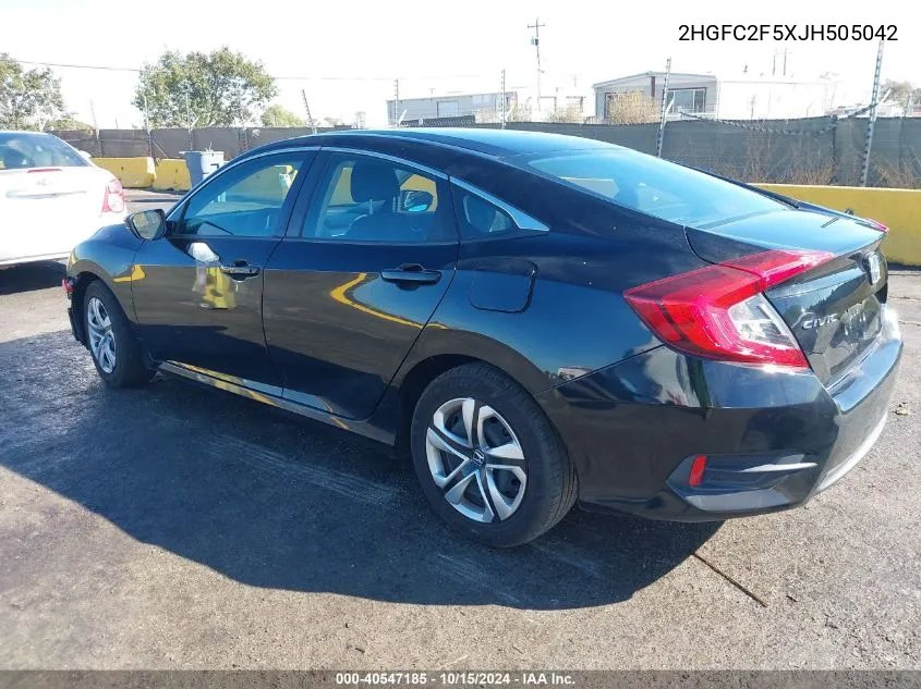 2018 Honda Civic Lx VIN: 2HGFC2F5XJH505042 Lot: 40547185