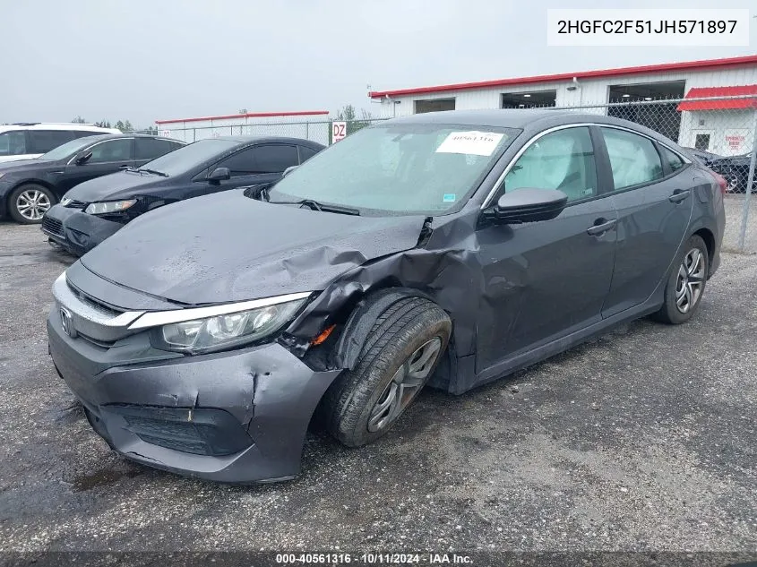 2018 Honda Civic Lx VIN: 2HGFC2F51JH571897 Lot: 40561316