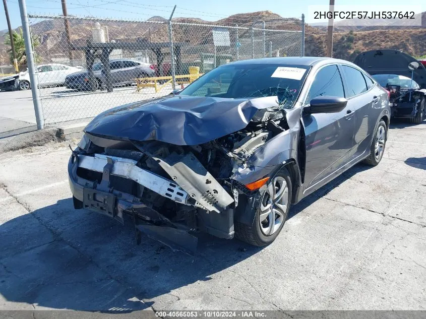 2018 Honda Civic Lx VIN: 2HGFC2F57JH537642 Lot: 40565053