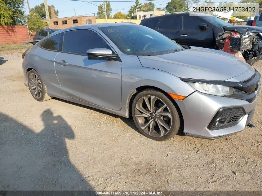 2018 Honda Civic Si VIN: 2HGFC3A58JH753402 Lot: 40571659