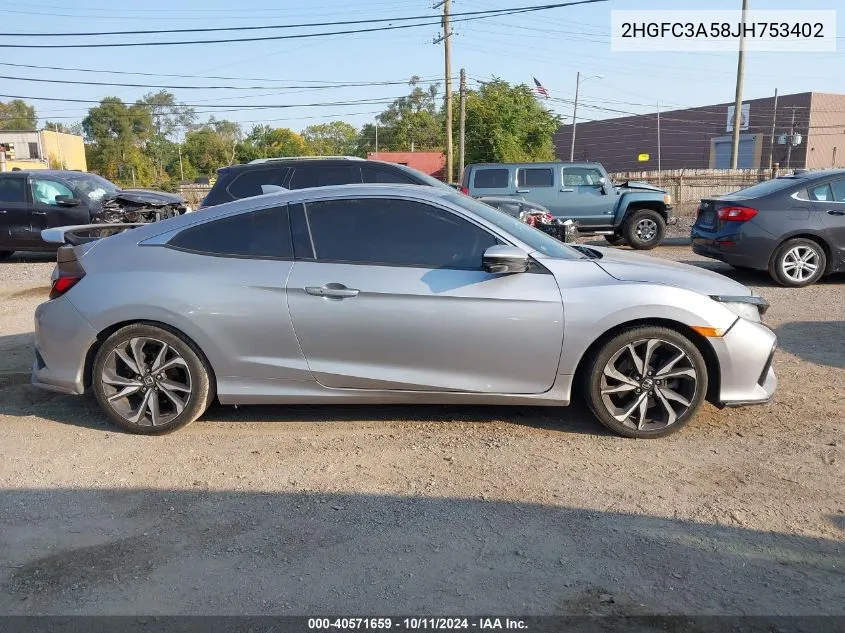 2018 Honda Civic Si VIN: 2HGFC3A58JH753402 Lot: 40571659