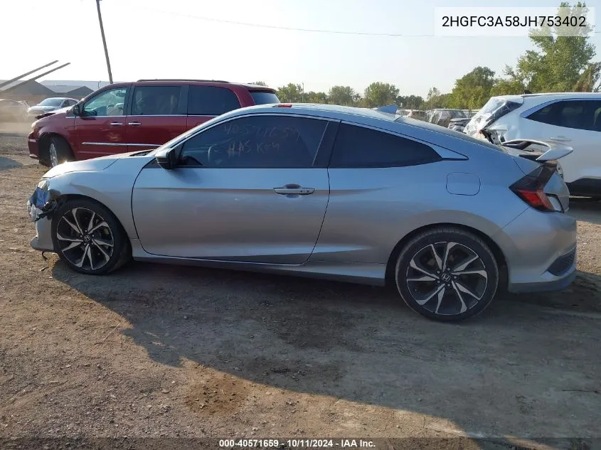 2018 Honda Civic Si VIN: 2HGFC3A58JH753402 Lot: 40571659