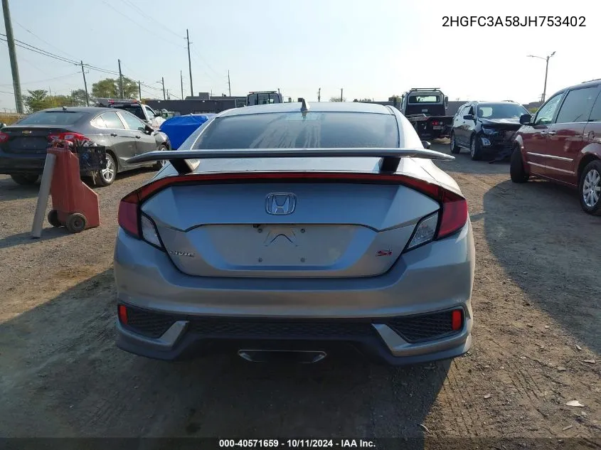 2018 Honda Civic Si VIN: 2HGFC3A58JH753402 Lot: 40571659