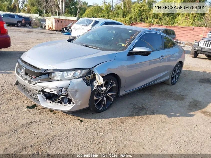 2018 Honda Civic Si VIN: 2HGFC3A58JH753402 Lot: 40571659