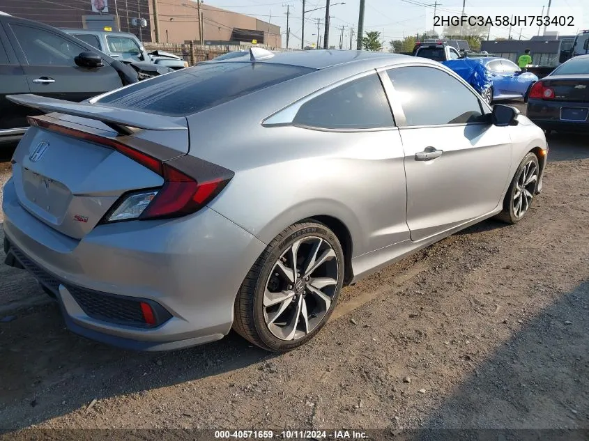 2018 Honda Civic Si VIN: 2HGFC3A58JH753402 Lot: 40571659