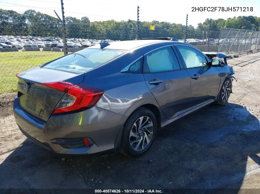 2018 Honda Civic Ex VIN: 2HGFC2F78JH571218 Lot: 40574626