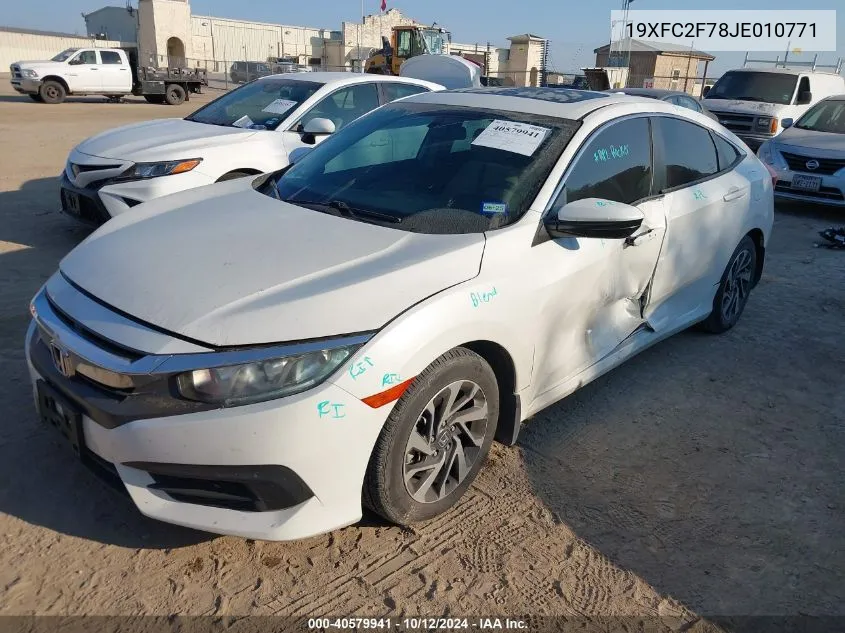 2018 Honda Civic Ex VIN: 19XFC2F78JE010771 Lot: 40579941