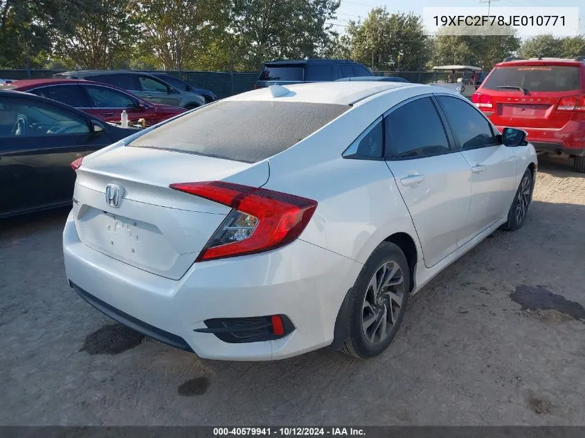 2018 Honda Civic Ex VIN: 19XFC2F78JE010771 Lot: 40579941