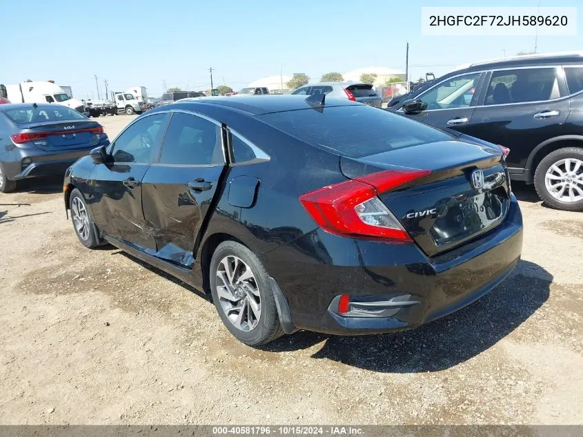 2018 Honda Civic Ex VIN: 2HGFC2F72JH589620 Lot: 40581796