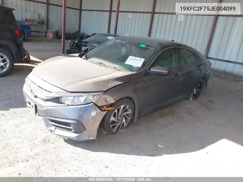 2018 Honda Civic Ex VIN: 19XFC2F75JE004099 Lot: 40585425