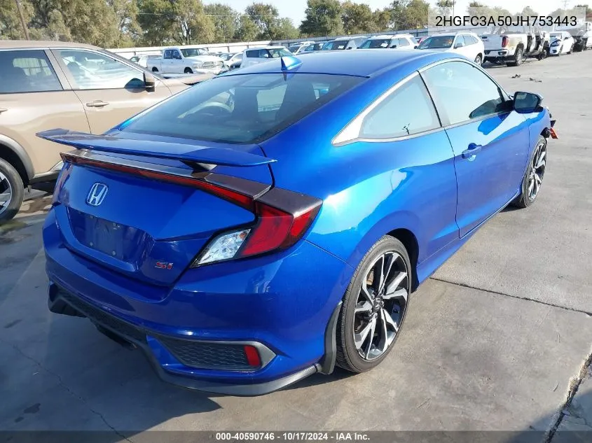 2018 Honda Civic Si VIN: 2HGFC3A50JH753443 Lot: 40590746