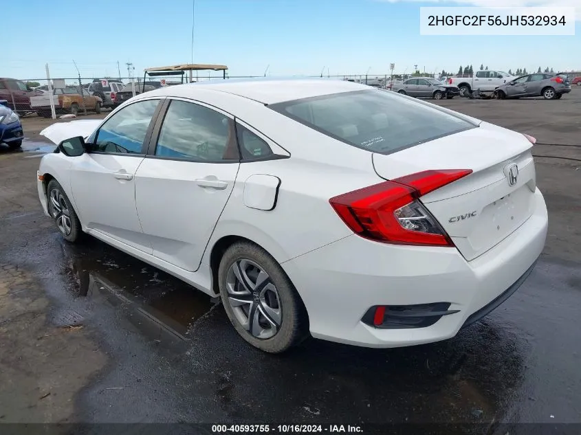 2018 Honda Civic Lx VIN: 2HGFC2F56JH532934 Lot: 40593755