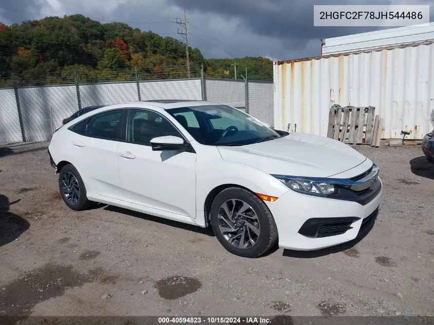 2018 Honda Civic Ex VIN: 2HGFC2F78JH544486 Lot: 40594823