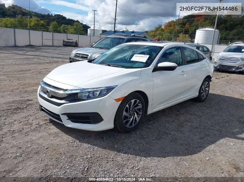 2018 Honda Civic Ex VIN: 2HGFC2F78JH544486 Lot: 40594823