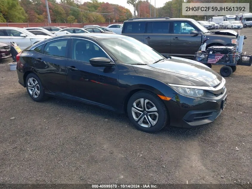 2018 Honda Civic Lx VIN: 2HGFC2F59JH561392 Lot: 40595570