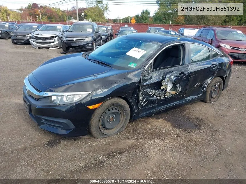 2018 Honda Civic Lx VIN: 2HGFC2F59JH561392 Lot: 40595570