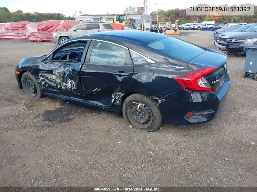 2018 Honda Civic Lx VIN: 2HGFC2F59JH561392 Lot: 40595570