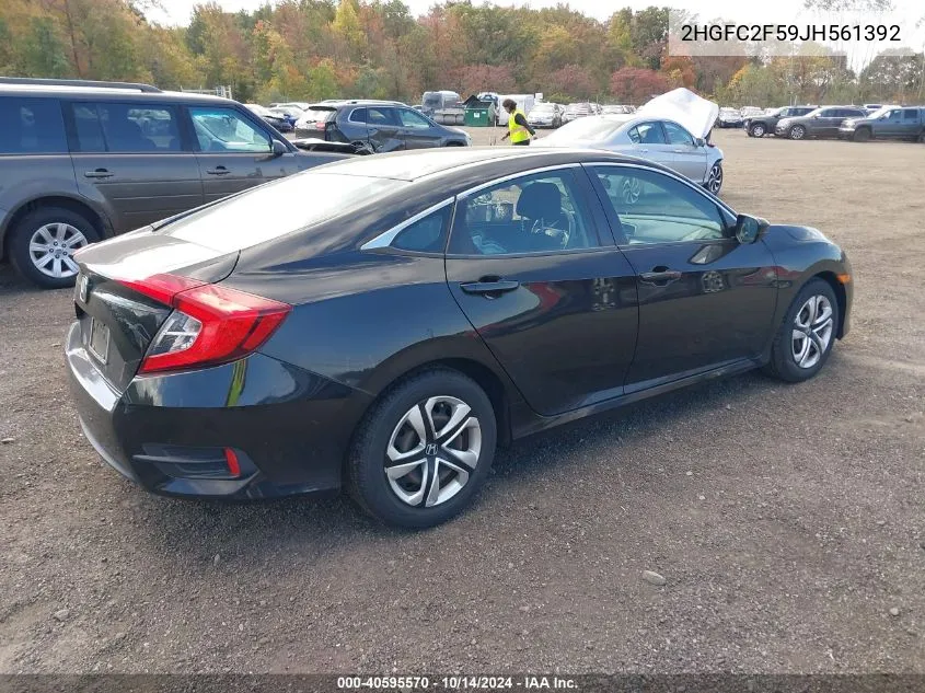 2018 Honda Civic Lx VIN: 2HGFC2F59JH561392 Lot: 40595570