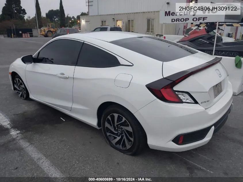 2018 Honda Civic Lx-P VIN: 2HGFC4B06JH309122 Lot: 40600699