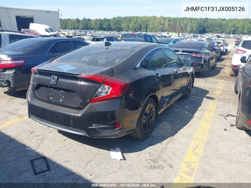 2018 Honda Civic Ex-T VIN: JHMFC1F31JX005126 Lot: 40602455