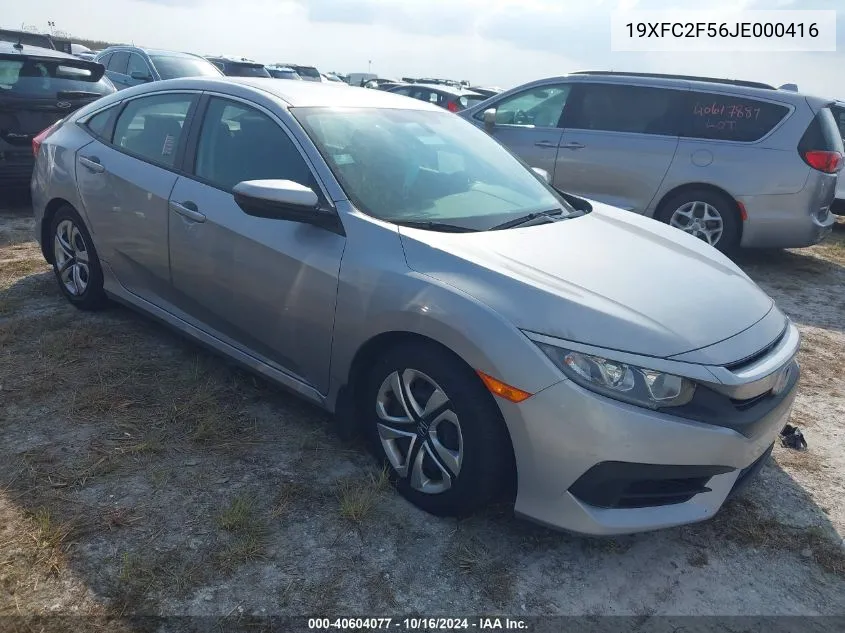 2018 Honda Civic Lx VIN: 19XFC2F56JE000416 Lot: 40604077