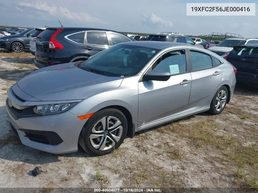 2018 Honda Civic Lx VIN: 19XFC2F56JE000416 Lot: 40604077