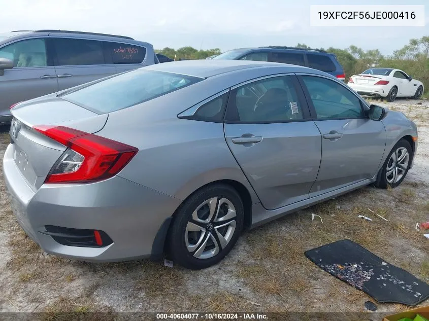 19XFC2F56JE000416 2018 Honda Civic Lx