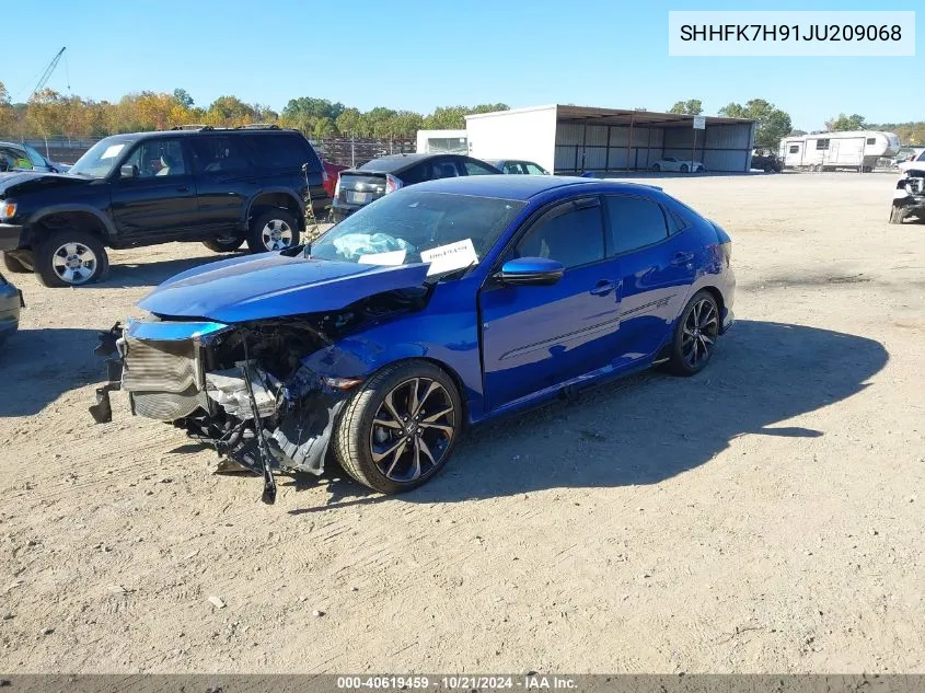 2018 Honda Civic Sport Touring VIN: SHHFK7H91JU209068 Lot: 40619459