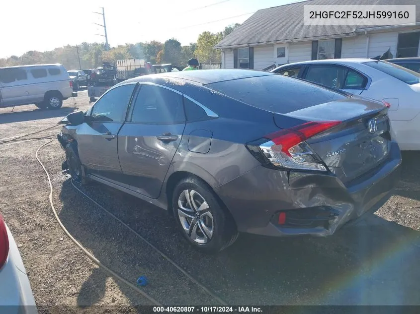 2018 Honda Civic Lx VIN: 2HGFC2F52JH599160 Lot: 40620807